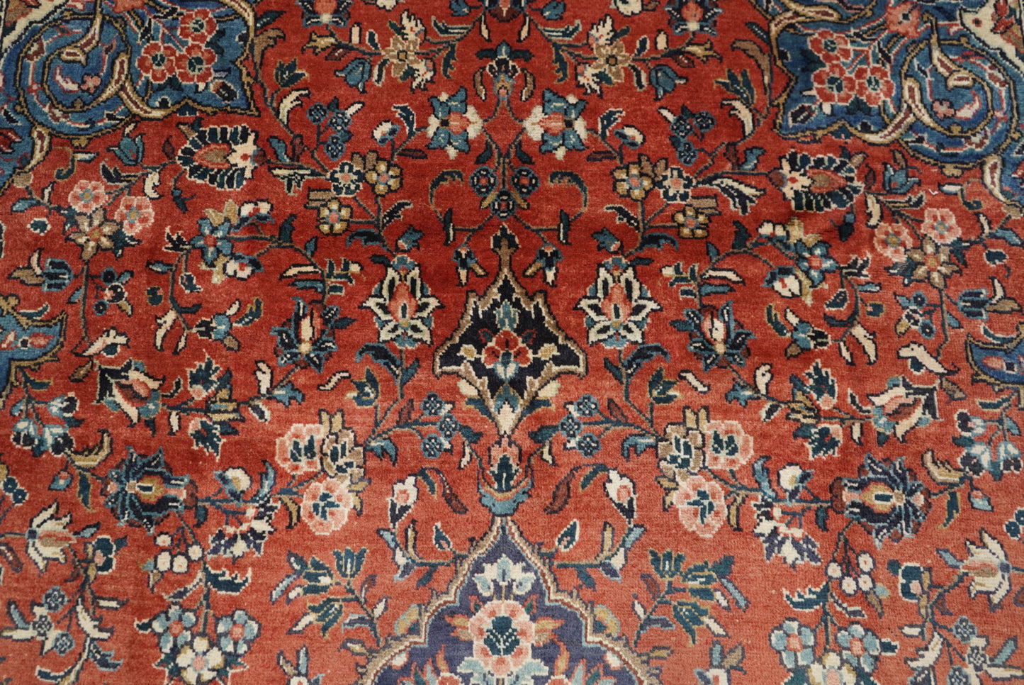 Vintage Persian Mahal Red Wool Floral Medallion Rug | Handmade | 324 x 218 cm