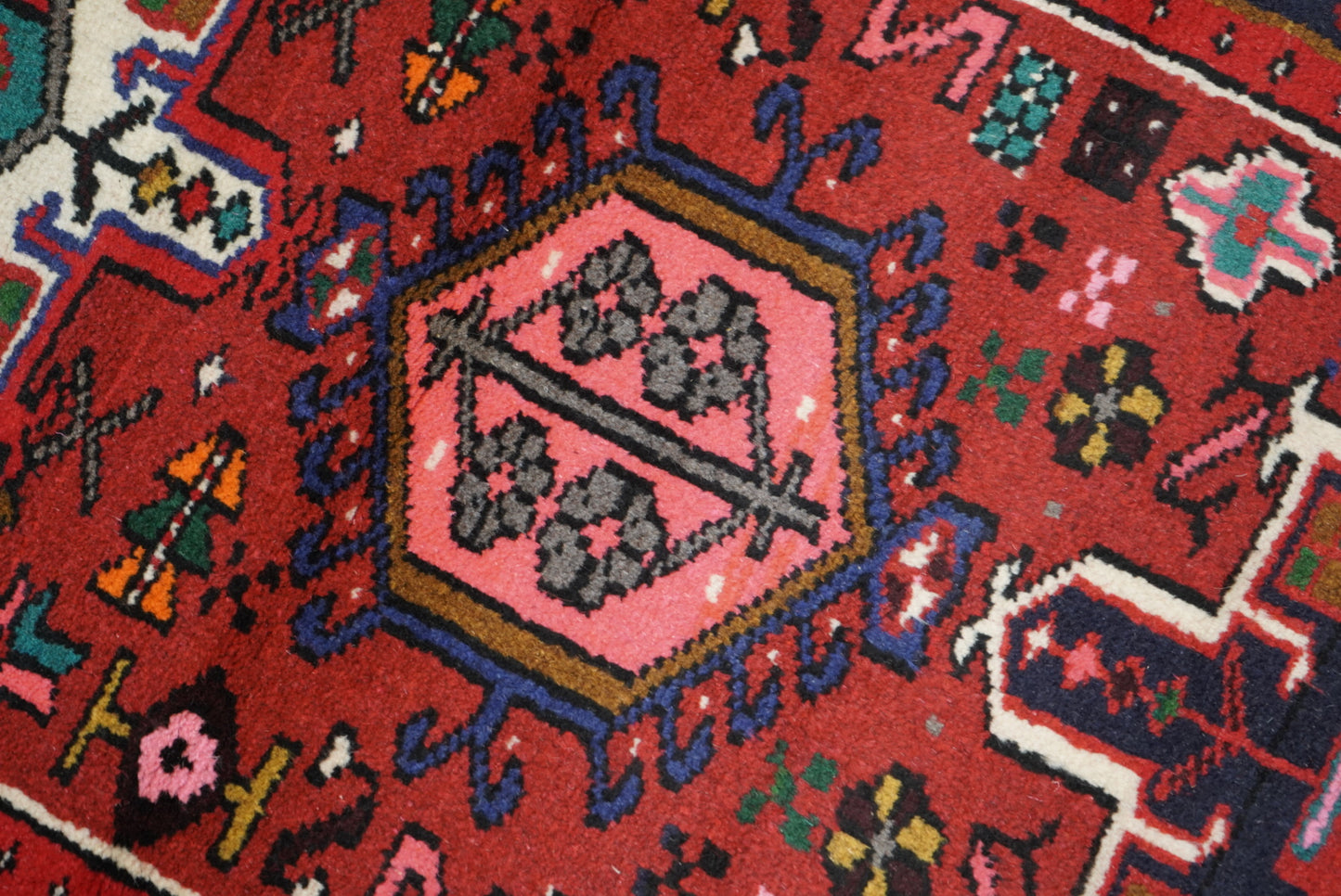 Vintage Persian Karaja Red Wool Runner Rug | Handmade | 320 x 80 cm