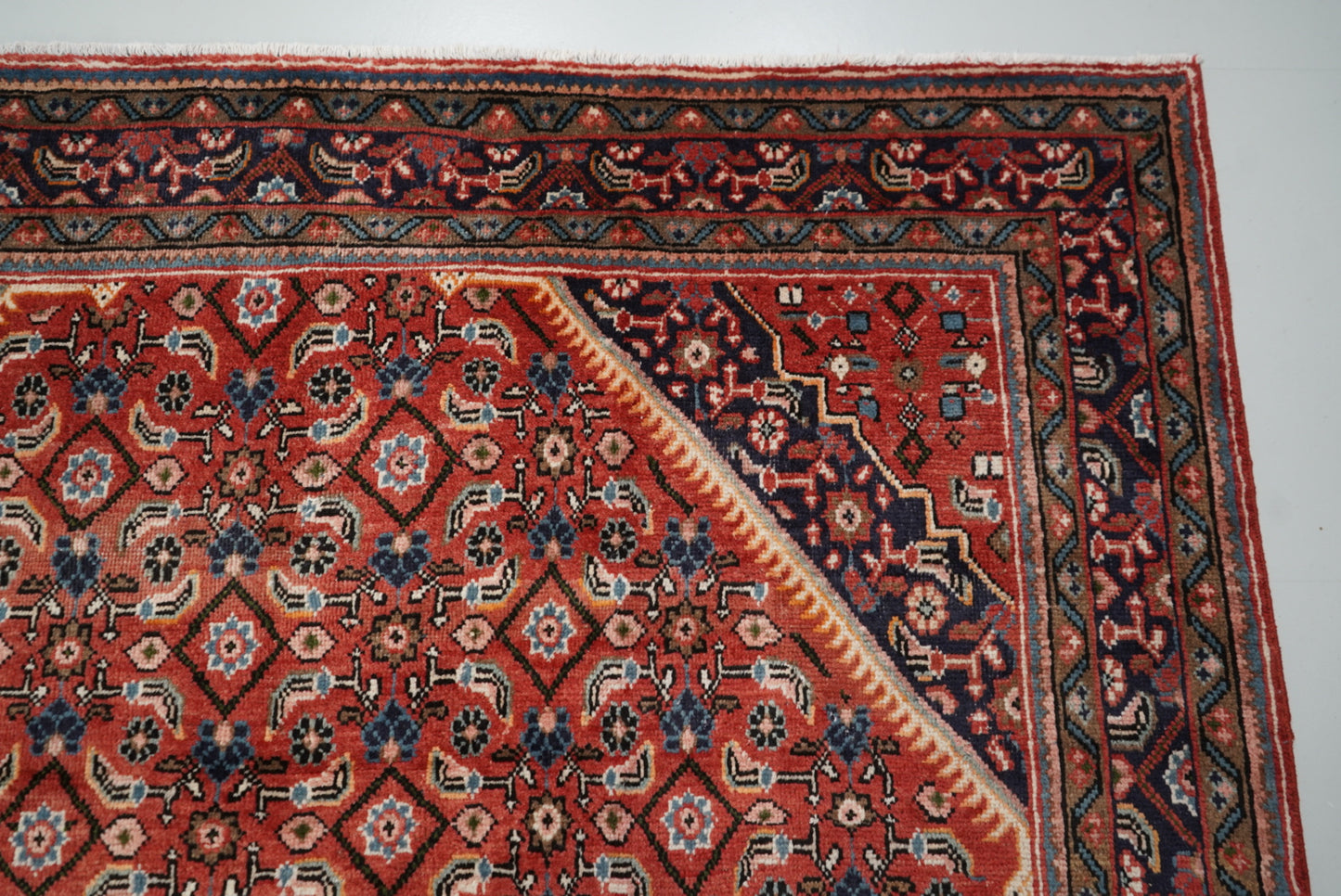 Vintage Persian Mahal Red Wool Floral Medallion Rug | Handmade | 300 x 207 cm