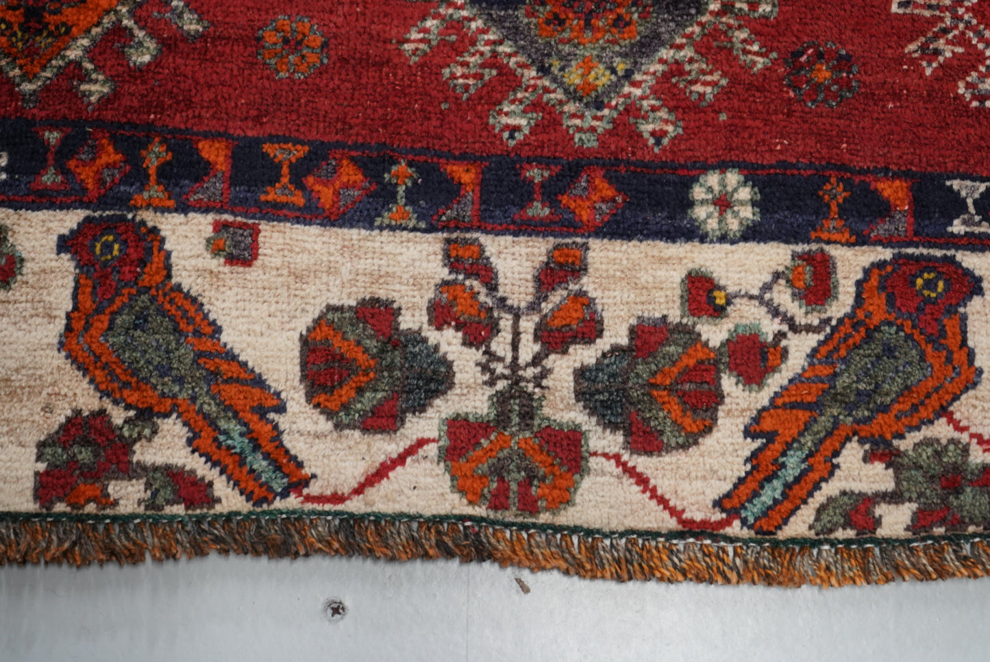 Vintage Persian Shiraz Red Wool Rug | Handmade | 302 x 211 cm