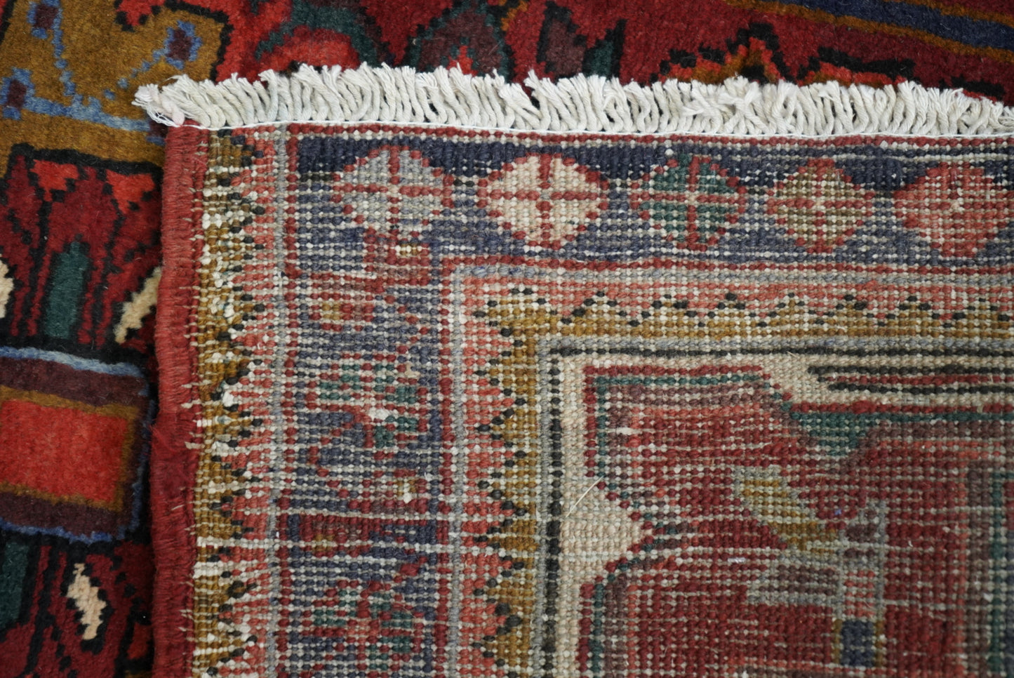 Vintage Persian Ahar Red Wool Geometric Runner Rug | Handmade | 324 x 100 cm