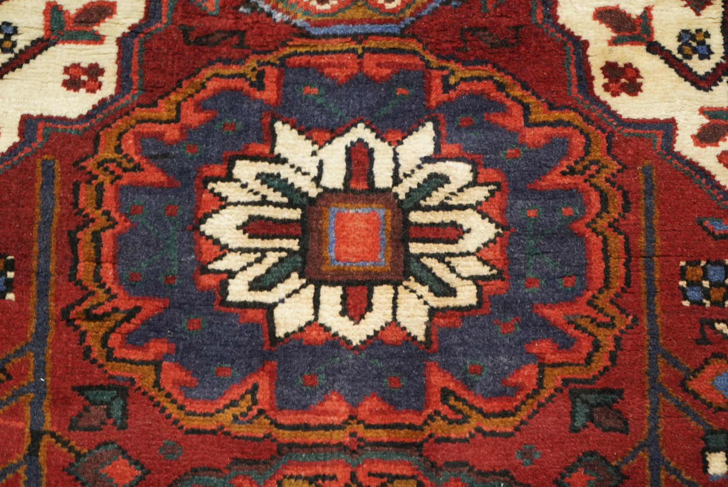 Vintage Persian Ahar Red Wool Geometric Runner Rug | Handmade | 324 x 100 cm