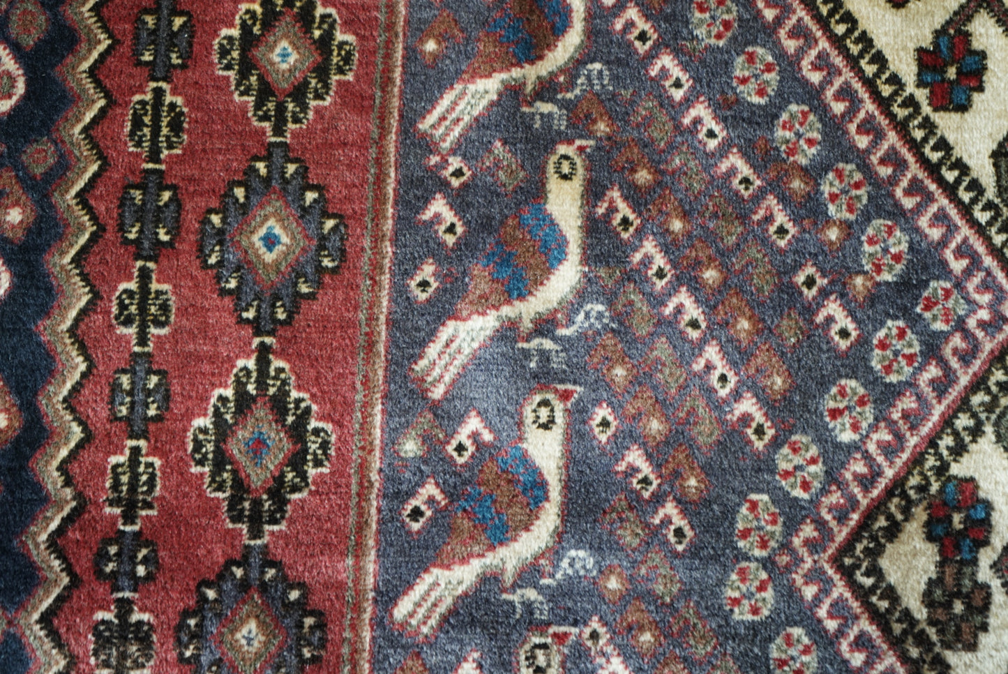 Vintage Persian Sirjan Red Wool Geometric Rug | Handmade | 220 x 160 cm