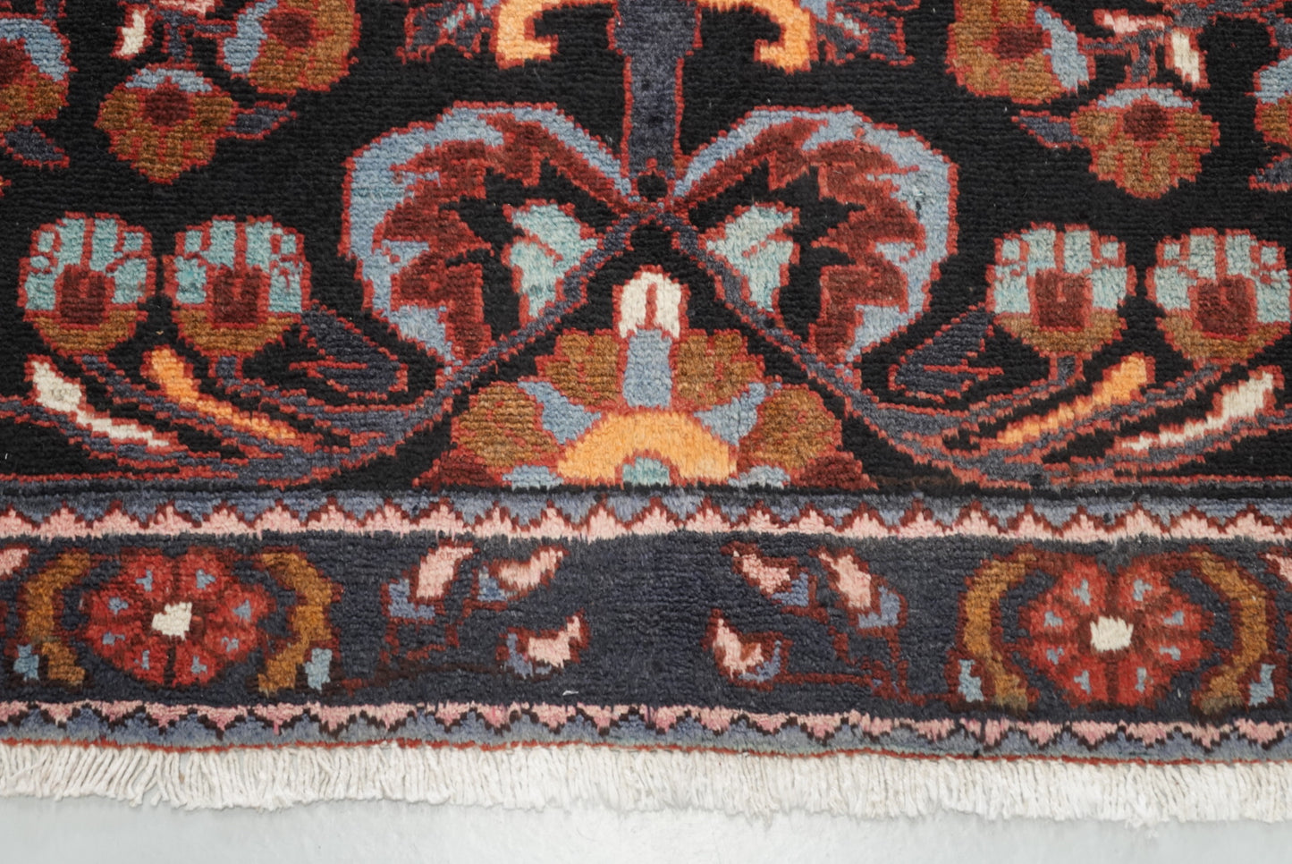 Handmade Vintage Floral Runner Rug 304 x 116 cm Wool Carpet