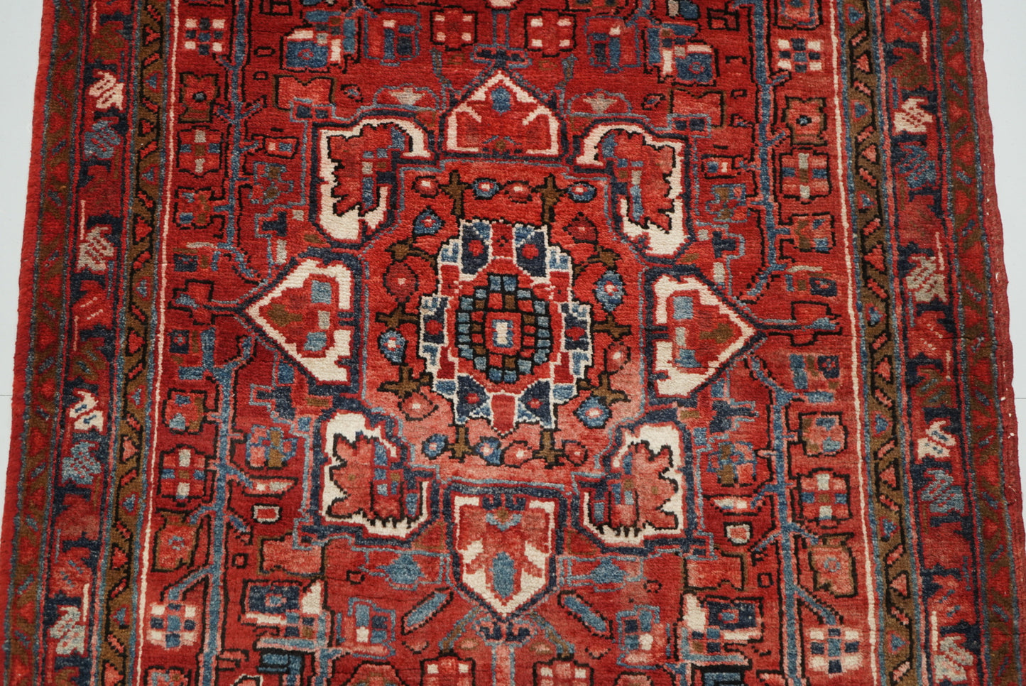Vintage Persian Ahar Red Wool Runner Rug | Handmade | 340 x 110 cm