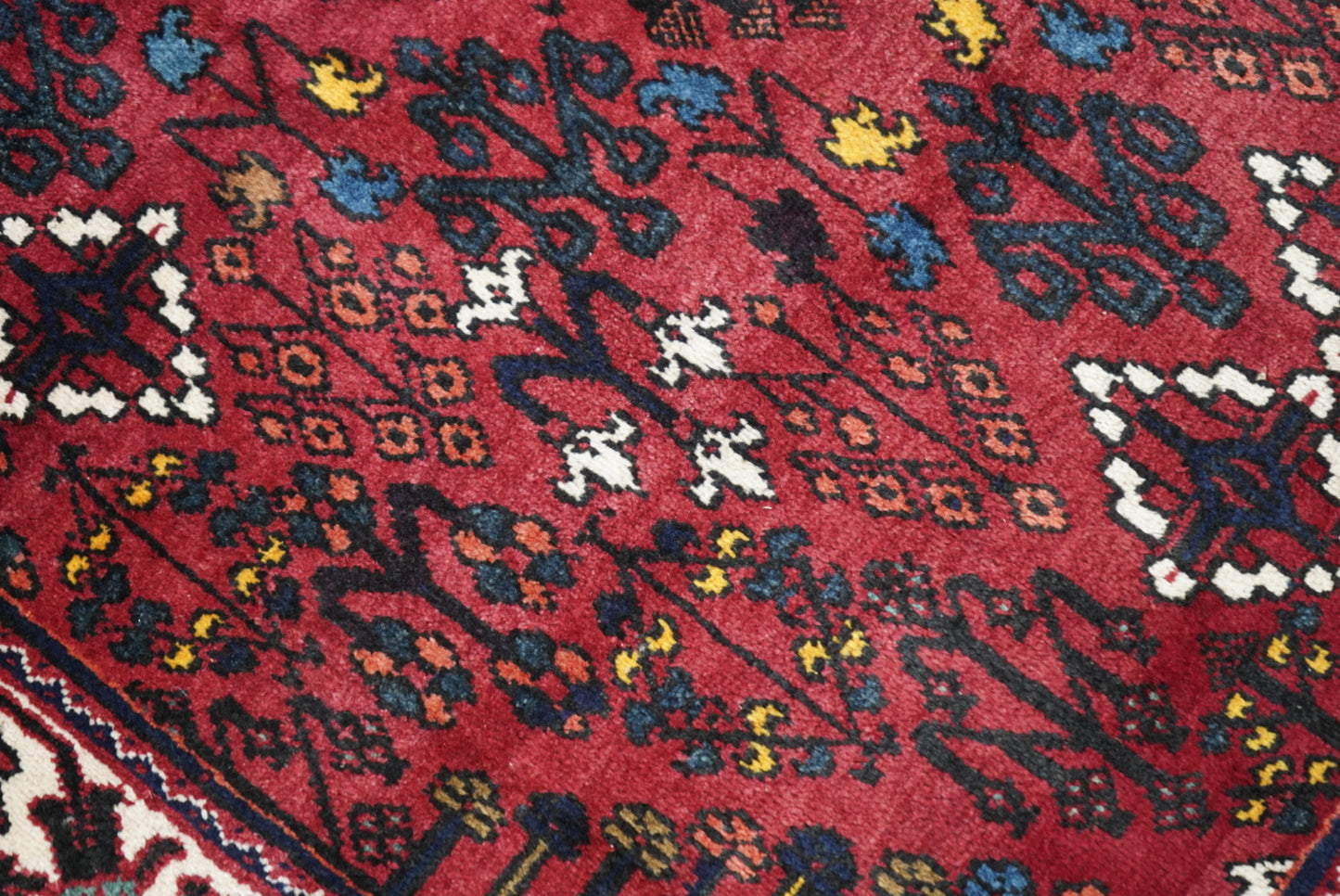 Vintage Persian Joshaghan Red Wool Geometric Rug | Handmade | 210 x 130 cm