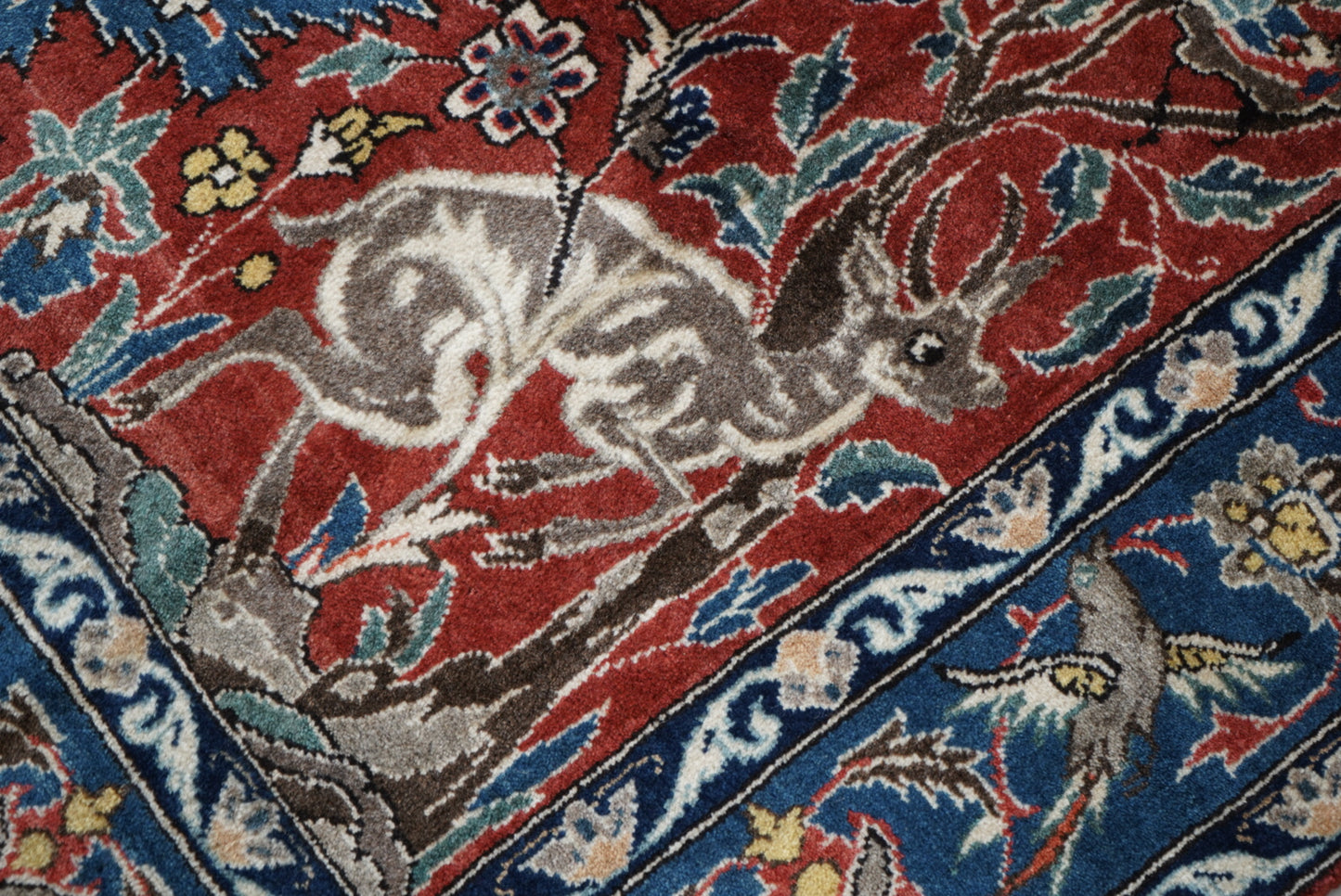 Vintage Persian Isfahan Red Wool Tree of Life Rug | Handmade | 252 x 150 cm