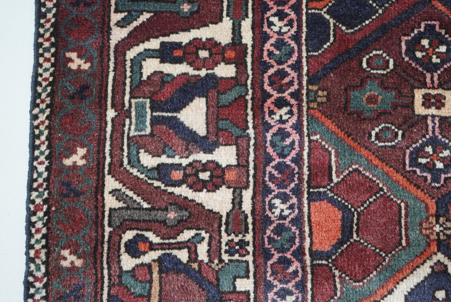 Vintage Persian Bakhtiari Red Wool Garden Design Rug | Handmade | 206 x 162 cm