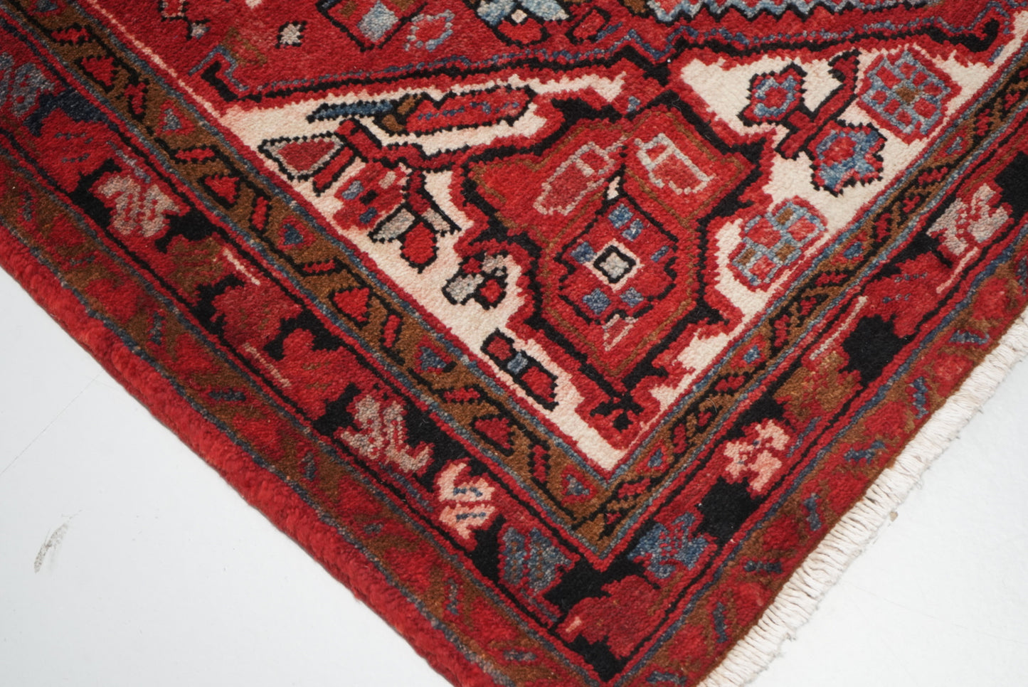 Vintage Persian Ahar Red Wool Runner Rug | Handmade | 340 x 110 cm