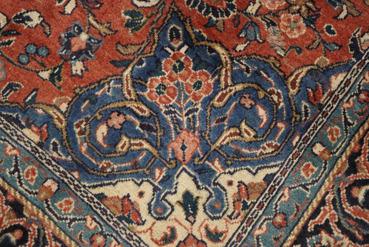 Vintage Persian Mahal Red Wool Floral Medallion Rug | Handmade | 324 x 218 cm