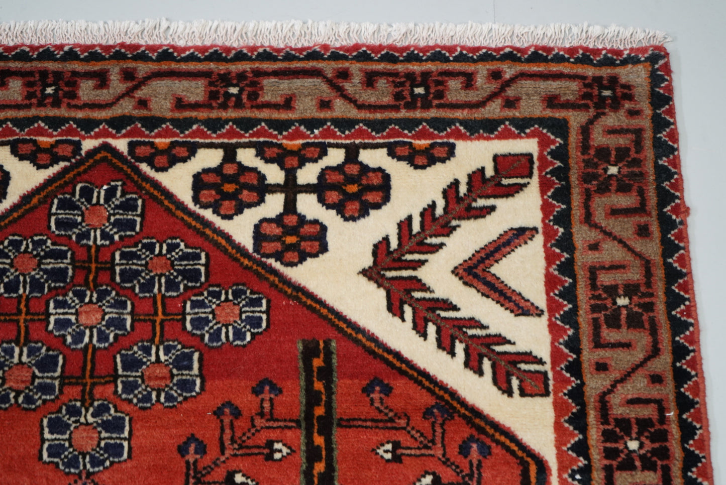 Persian Hamadan Red Wool Geometric Rug | Handmade | 162 x 108 cm