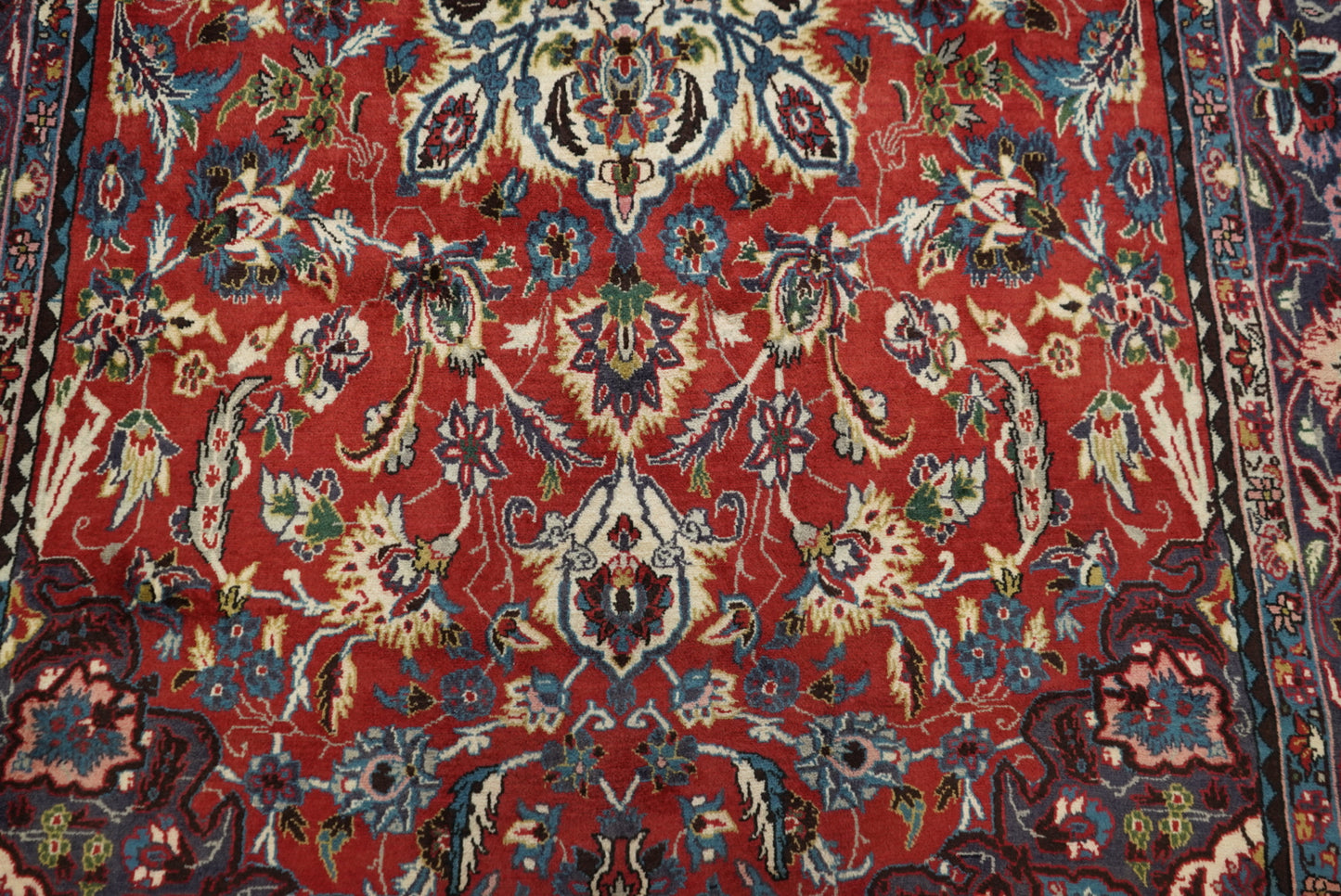 Vintage Handmade Wool Oriental Rug Red Medallion Floral Carpet 345 x 208 cm