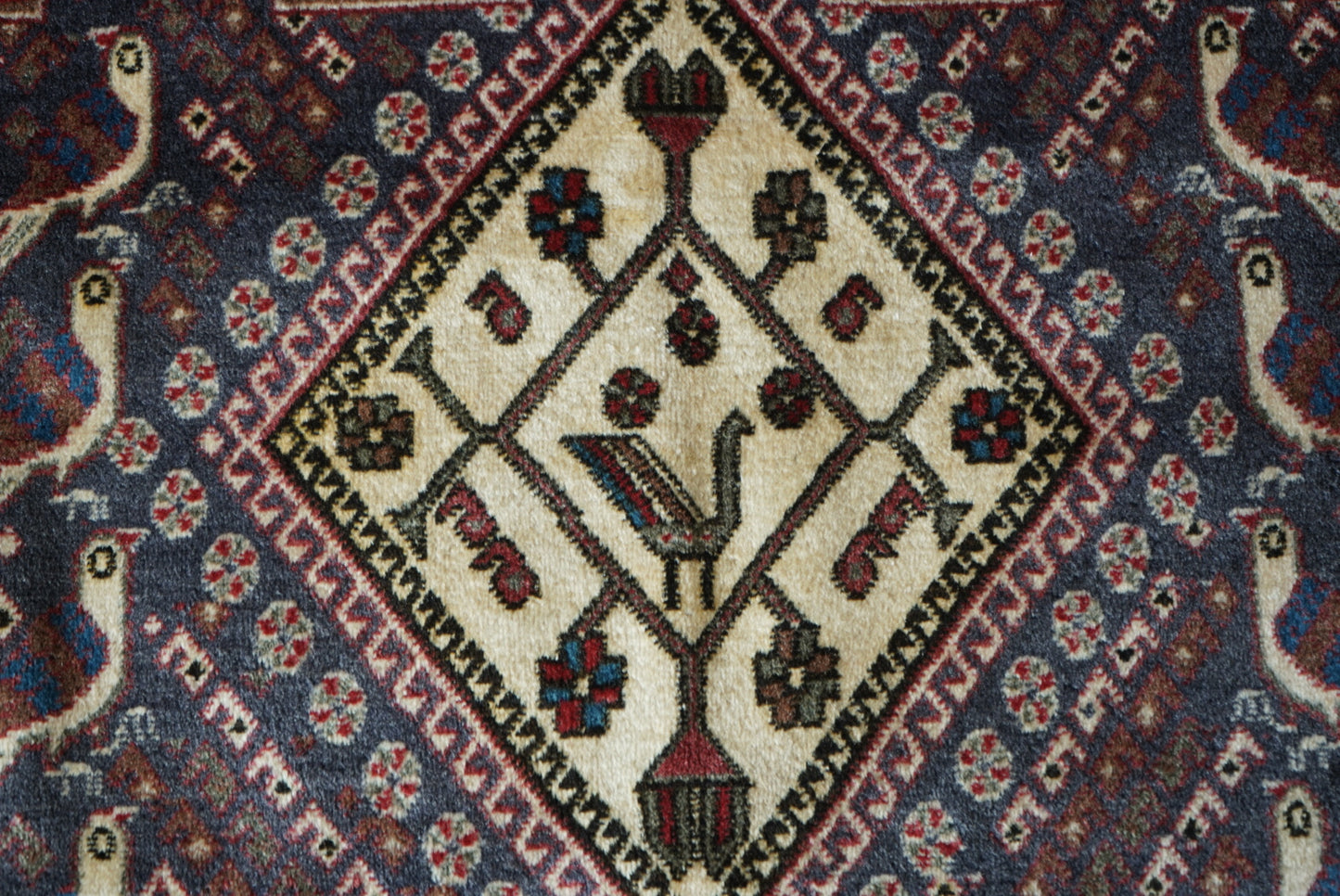 Vintage Persian Sirjan Red Wool Geometric Rug | Handmade | 220 x 160 cm