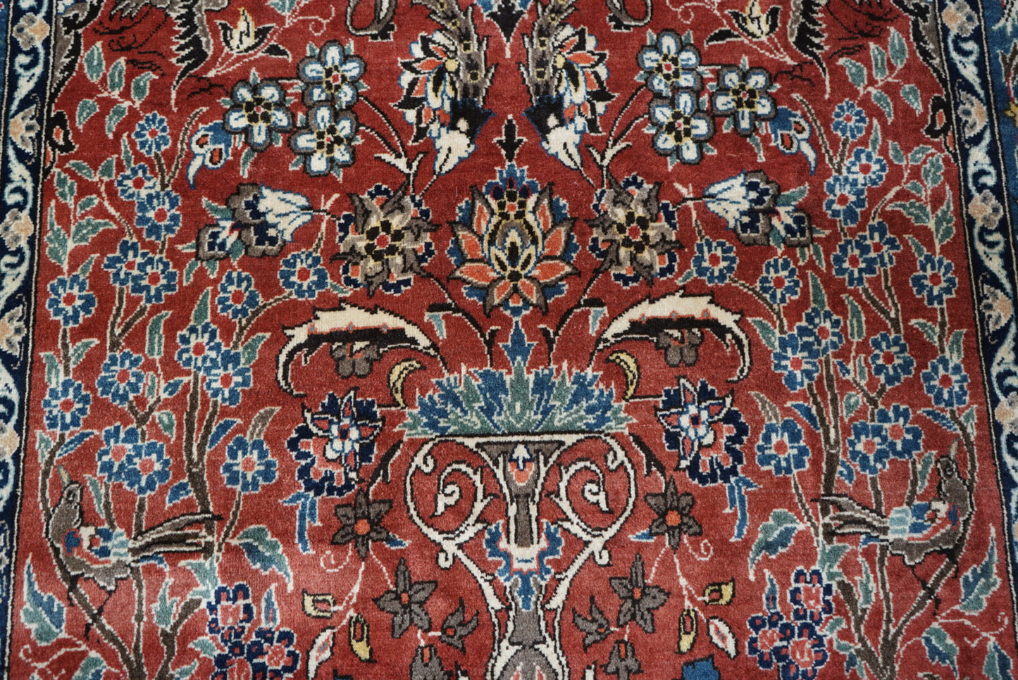 Vintage Persian Isfahan Red Wool Tree of Life Rug | Handmade | 252 x 150 cm