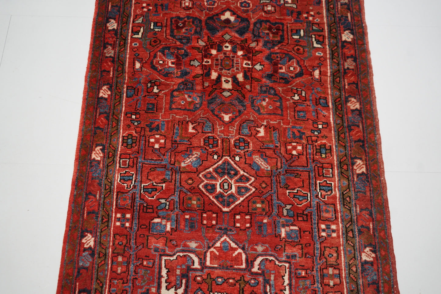 Vintage Persian Ahar Red Wool Runner Rug | Handmade | 340 x 110 cm
