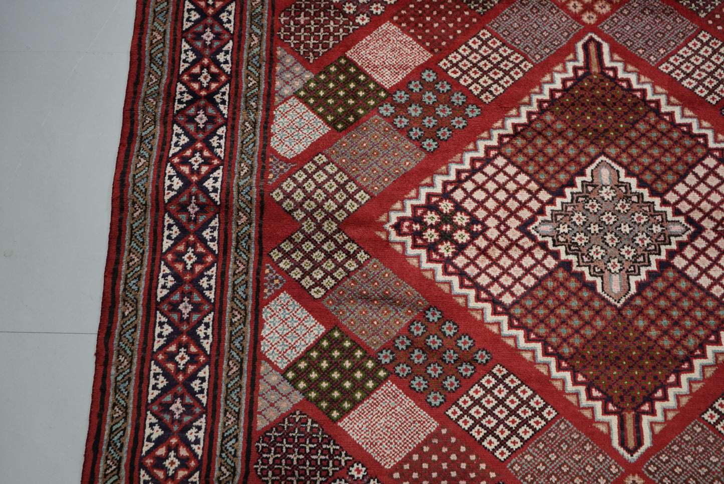 Handmade Vintage Geometric Oriental Rug 291 x 202 cm Wool Carpet