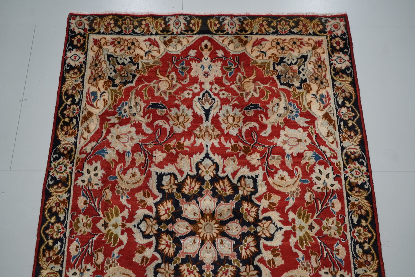 Handmade Vintage Floral Medallion Runner Rug 245 x 115 cm Wool Carpet
