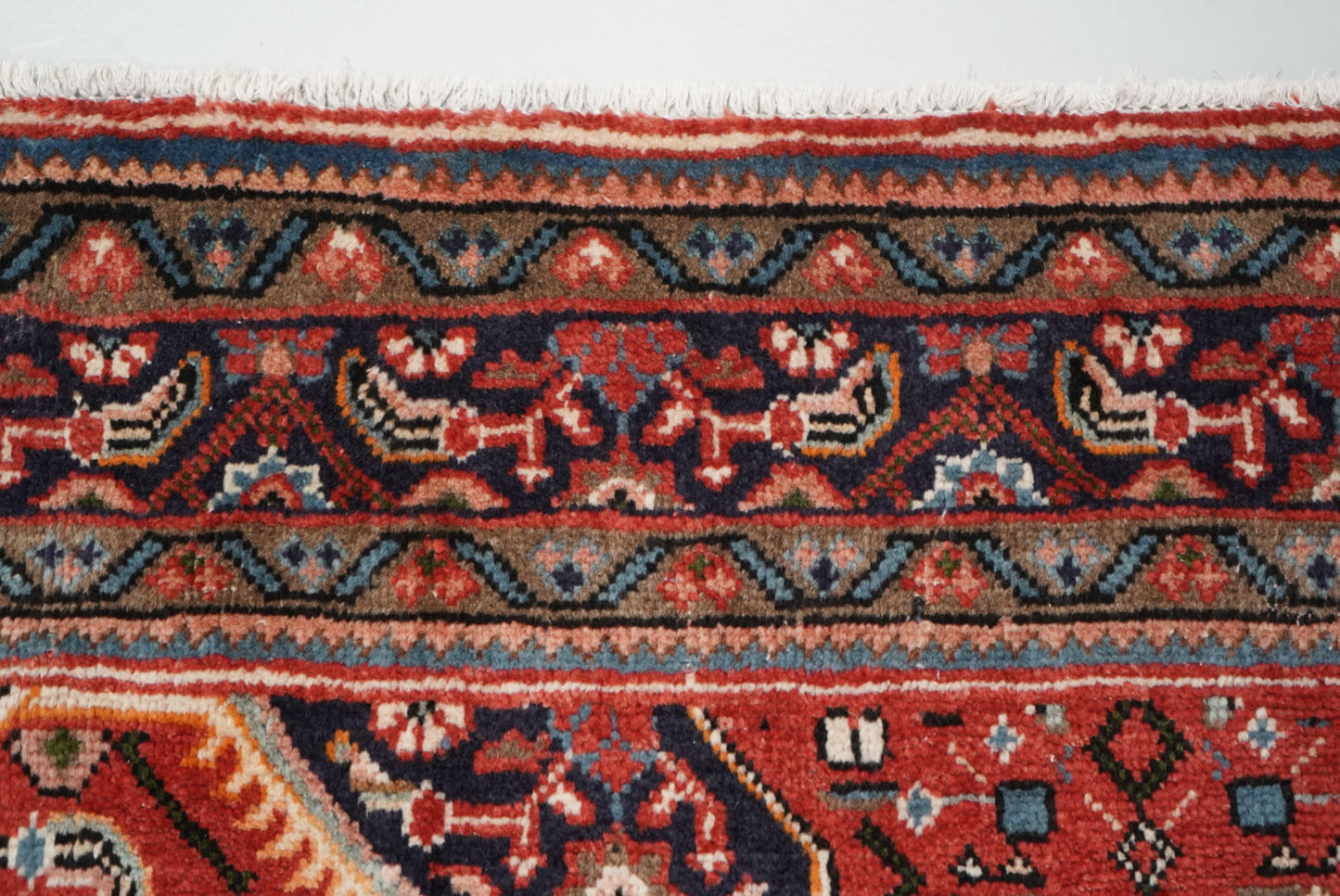 Vintage Persian Mahal Red Wool Floral Medallion Rug | Handmade | 300 x 207 cm
