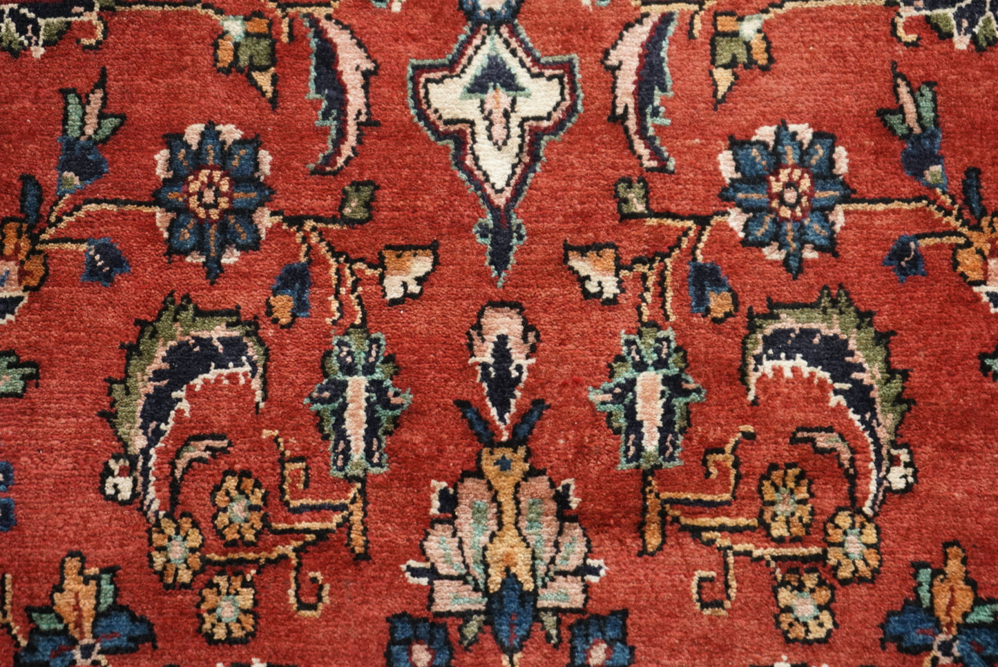 Vintage Persian Bibikabad Red Wool Floral Medallion Rug | Handmade | 333 x 217 cm