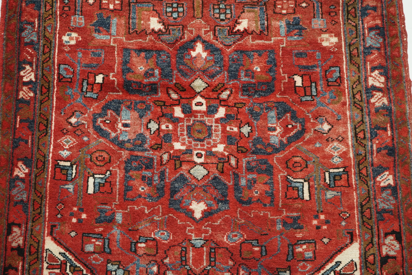 Vintage Persian Ahar Red Wool Runner Rug | Handmade | 340 x 110 cm