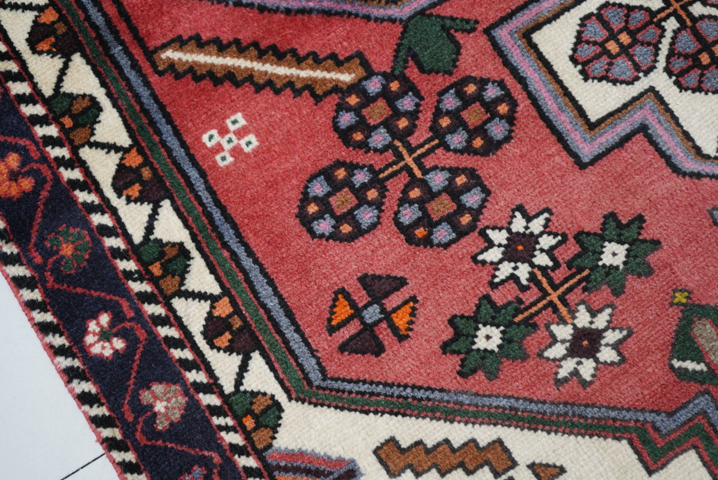 Persian Hamadan Red Wool Geometric Rug | Handmade | 152 x 107 cm