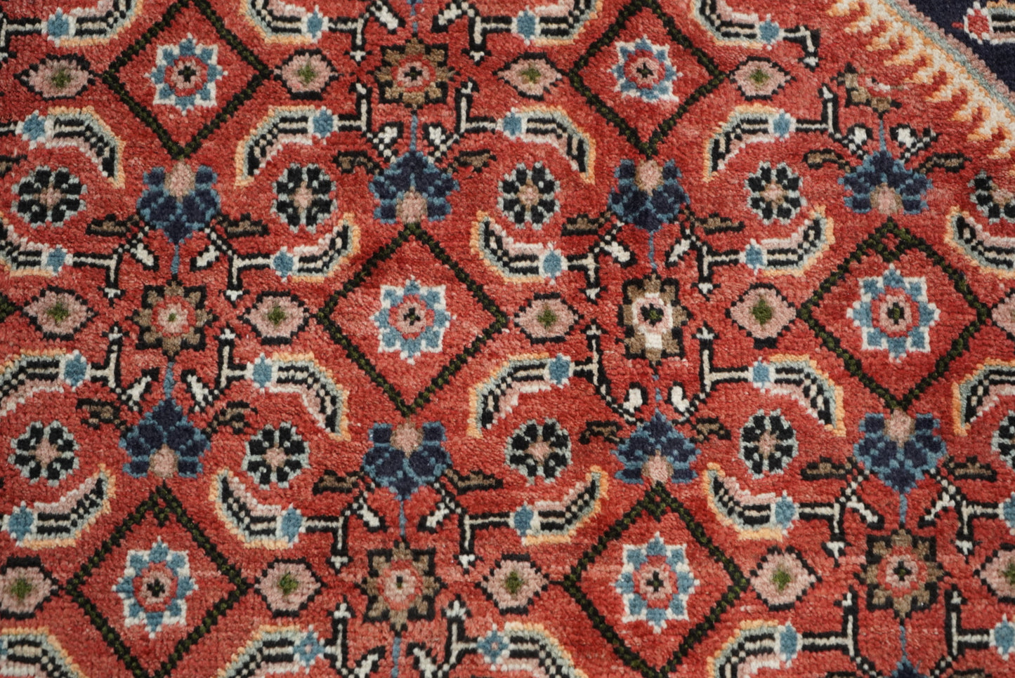 Vintage Persian Mahal Red Wool Floral Medallion Rug | Handmade | 300 x 207 cm