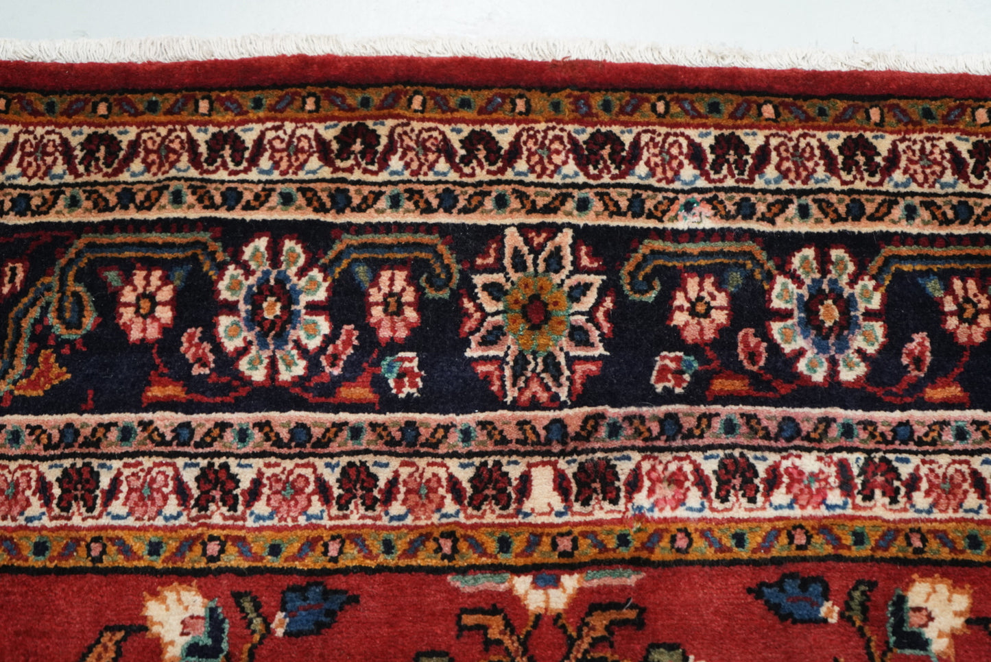 Vintage Persian Bibikabad Red Wool Floral Medallion Rug | Handmade | 333 x 217 cm