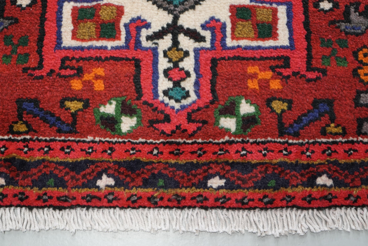 Vintage Persian Karaja Red Wool Runner Rug | Handmade | 320 x 80 cm