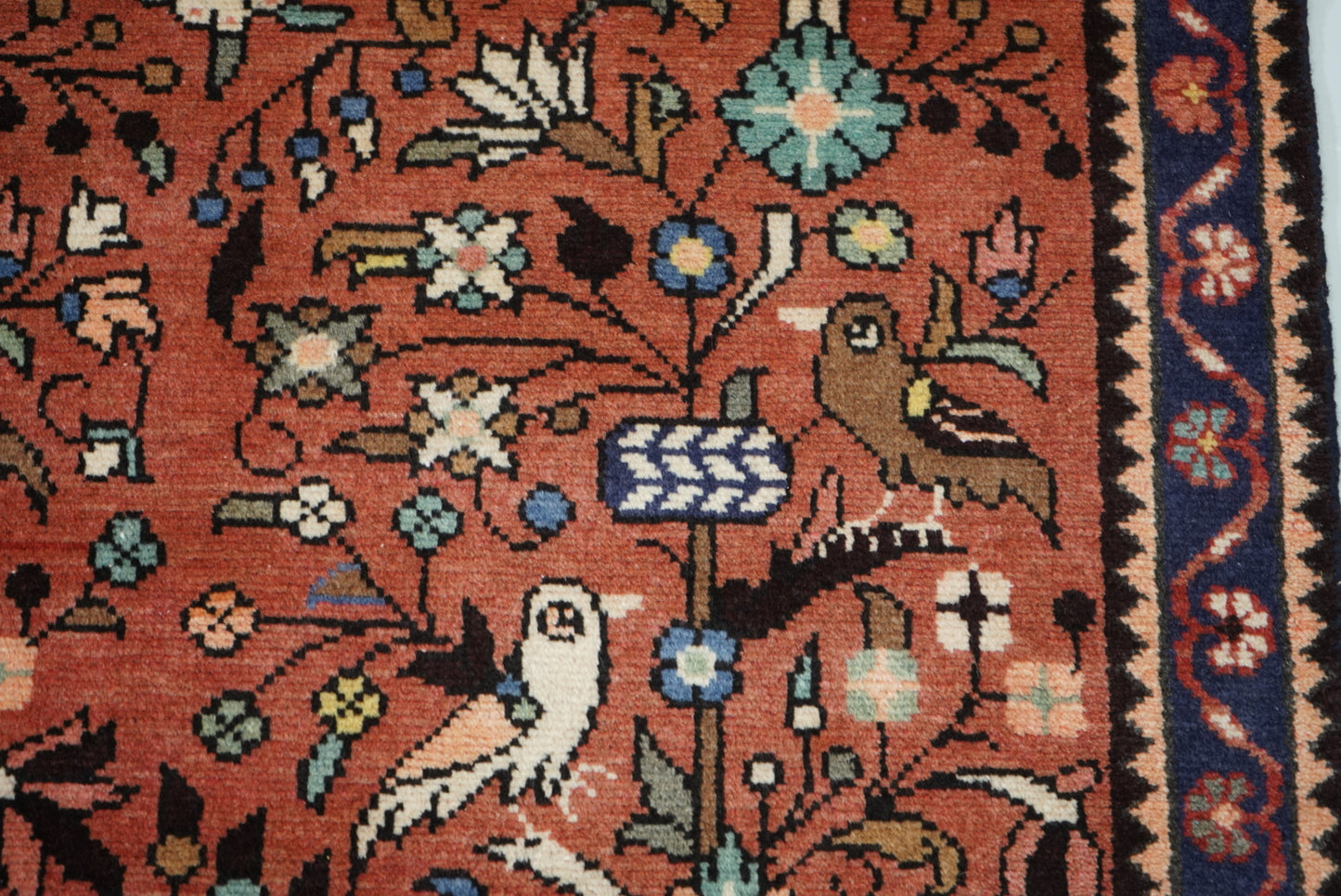 Persian Hamadan Red Wool Geometric Rug | Handmade | 150 x 105 cm