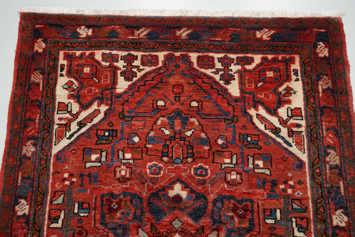 Vintage Persian Ahar Red Wool Runner Rug | Handmade | 340 x 110 cm
