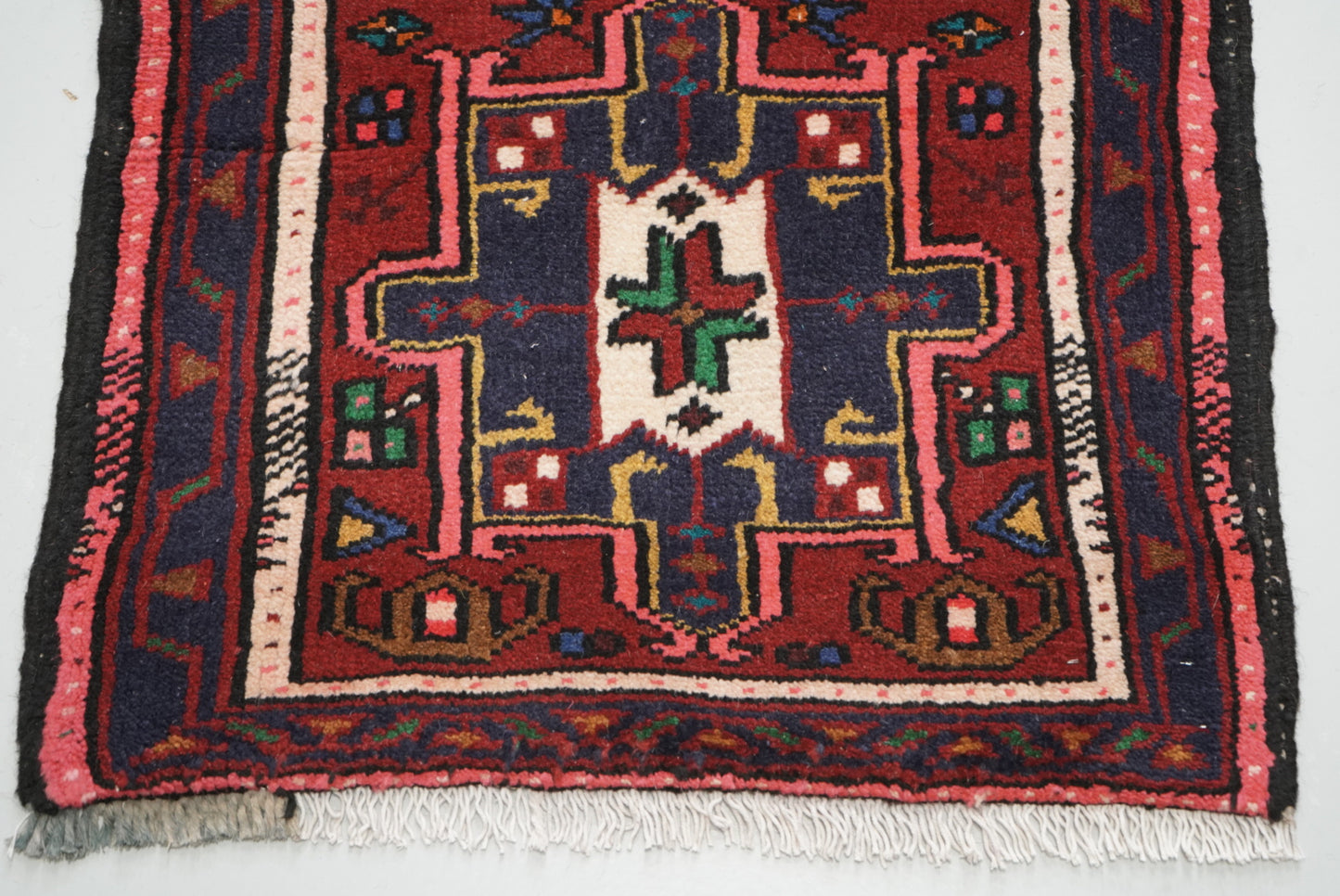Vintage Persian Karaja Red Wool Runner Rug | Handmade | 240 x 62 cm