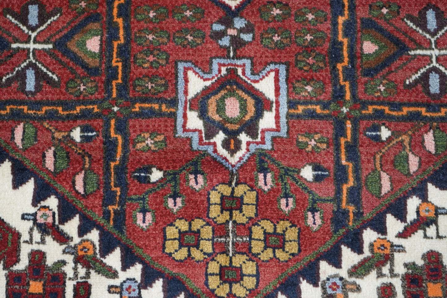 Persian Hamadan Red Wool Geometric Rug | Handmade | 146 x 104 cm