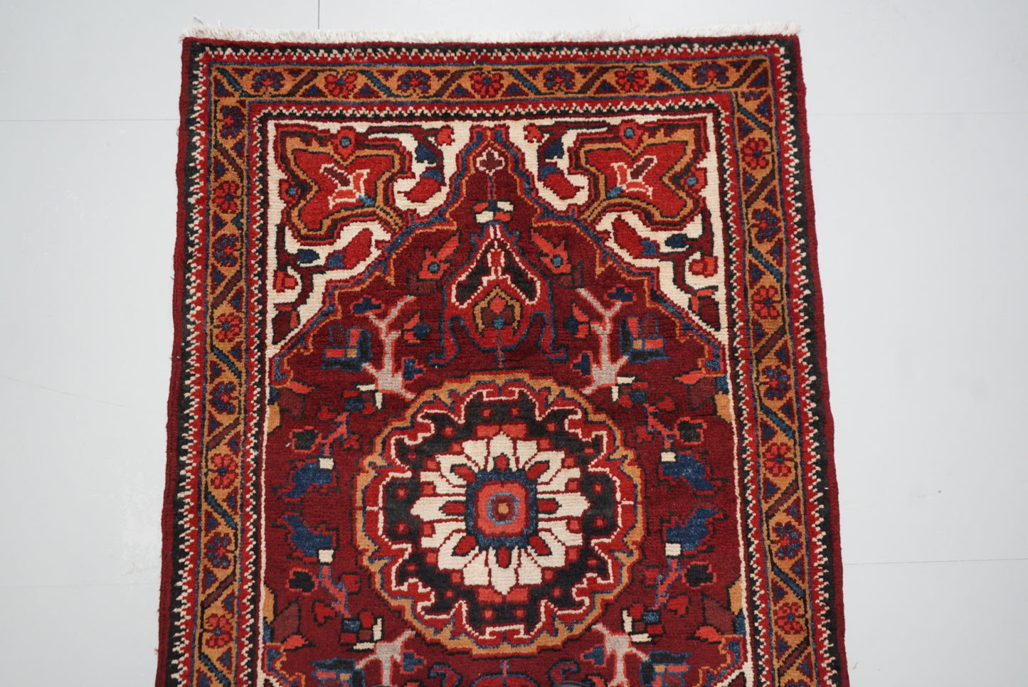 Handmade Vintage Wool Runner Rug Traditional Medallion Hallway Carpet 208 x 86 cm