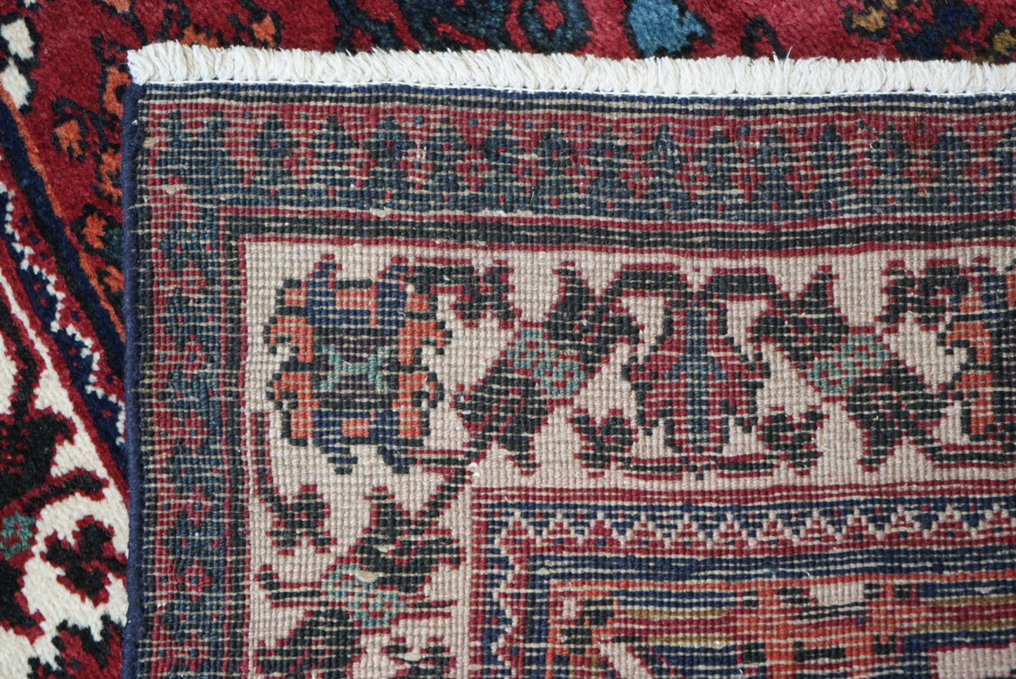 Vintage Persian Joshaghan Red Wool Geometric Rug | Handmade | 210 x 130 cm