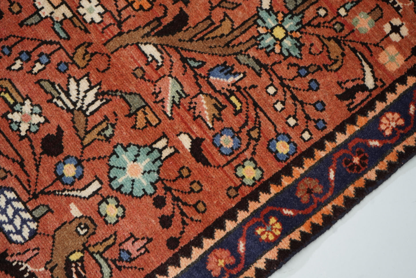Persian Hamadan Red Wool Geometric Rug | Handmade | 150 x 105 cm