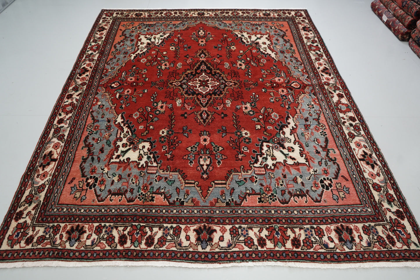 Vintage Persian Bibikabad Red Wool Rug | Handmade | 284 x 205 cm