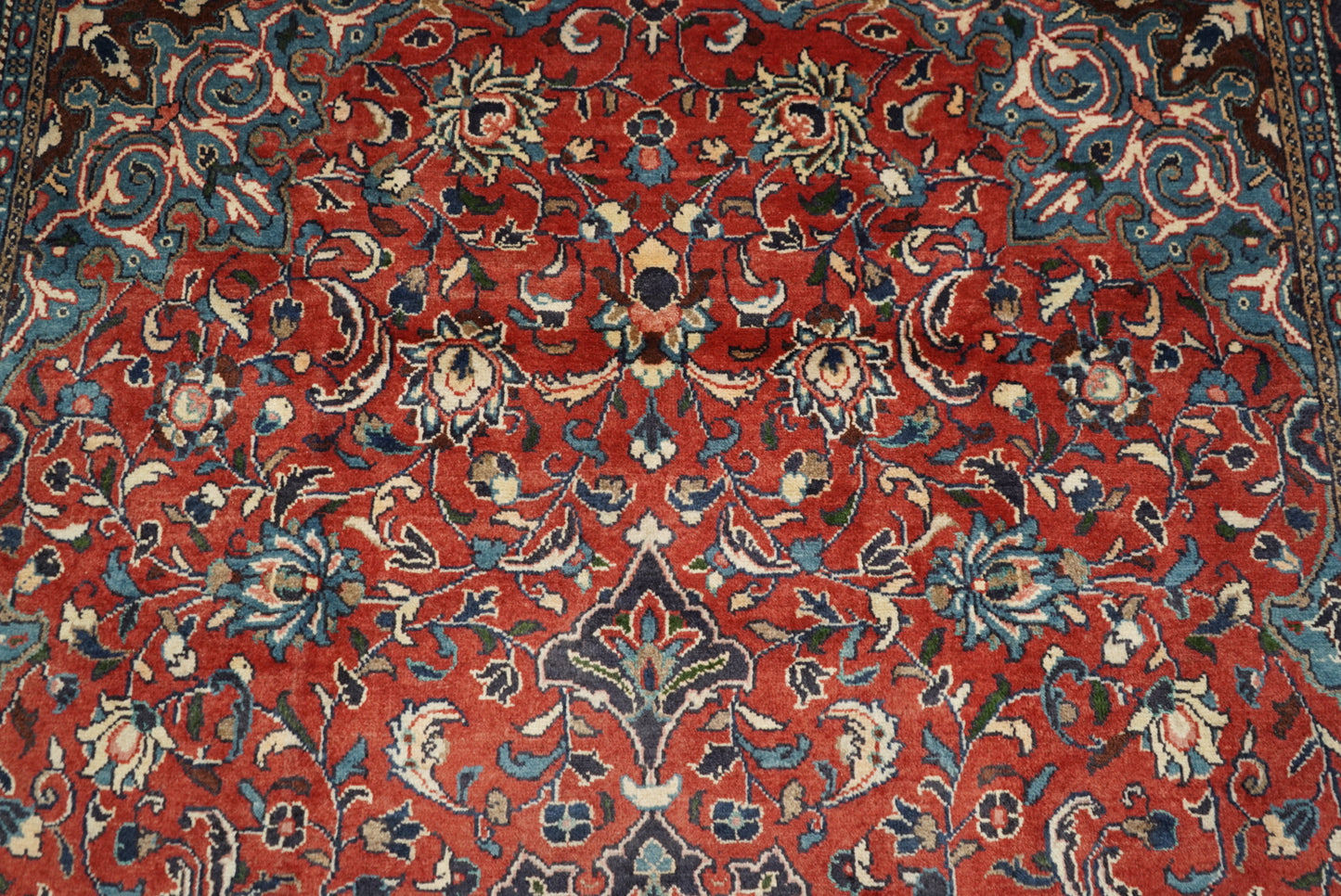 Vintage Persian Mahal Red Wool Floral Medallion Rug | Handmade | 318 x 214 cm