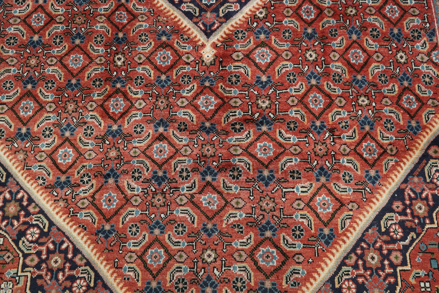 Vintage Persian Mahal Red Wool Floral Medallion Rug | Handmade | 300 x 207 cm