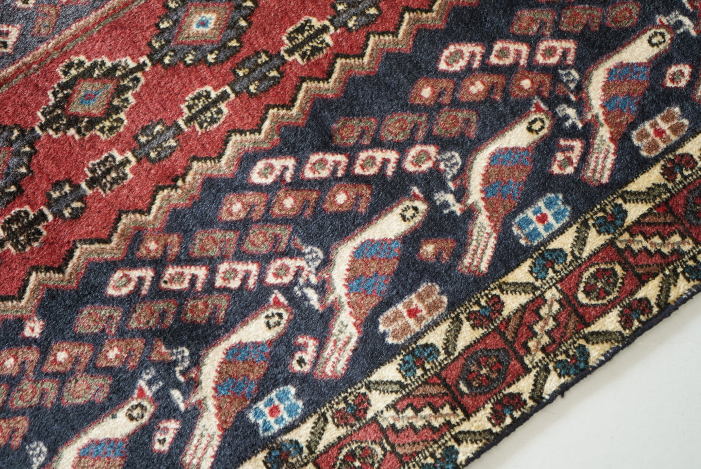 Vintage Persian Sirjan Red Wool Geometric Rug | Handmade | 220 x 160 cm