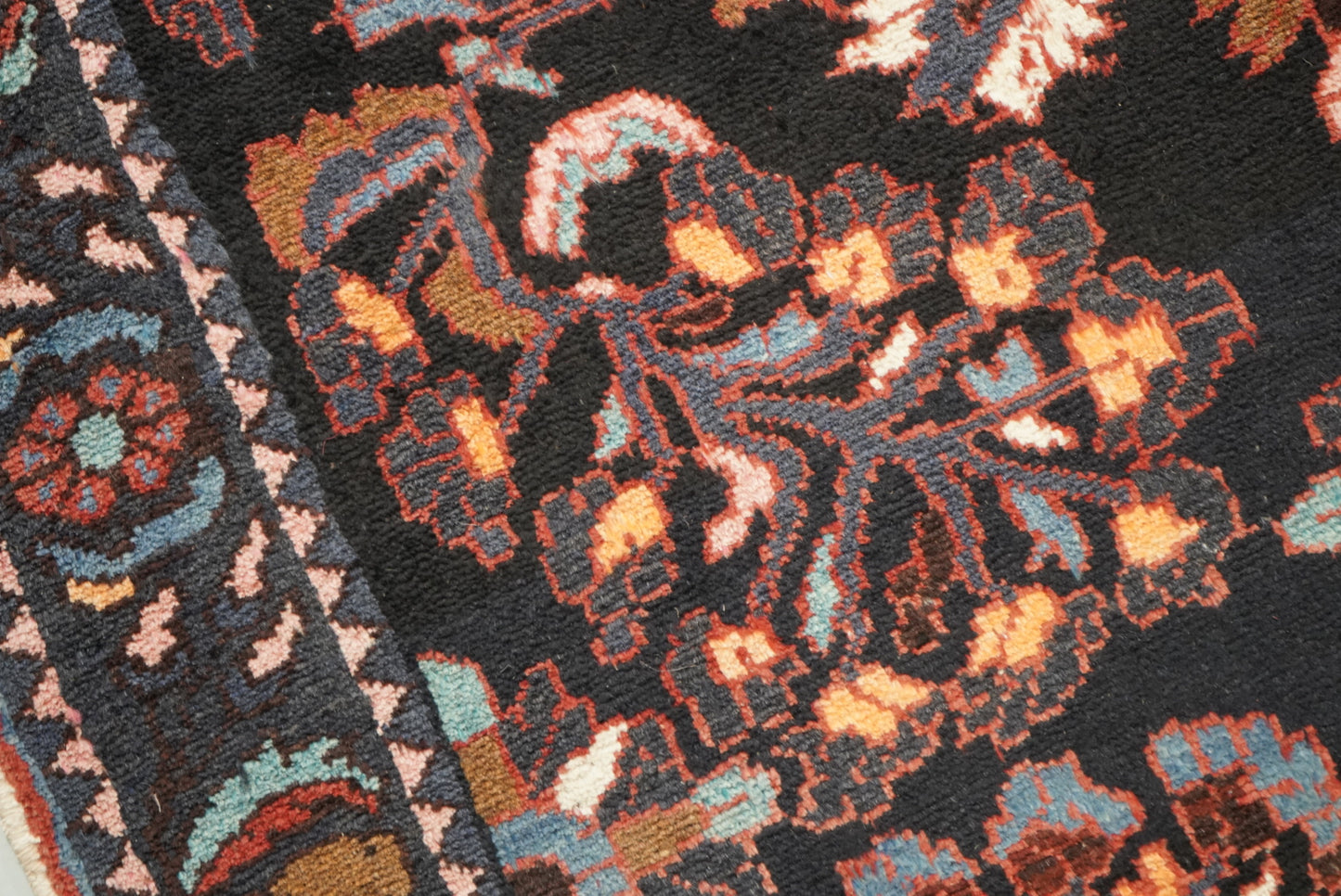 Handmade Vintage Floral Runner Rug 304 x 116 cm Wool Carpet
