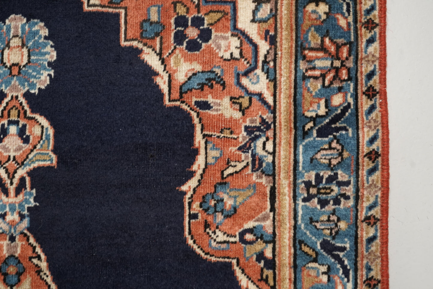 Vintage Persian Kashan Navy Wool Rug | Handmade | 123 x 74 cm