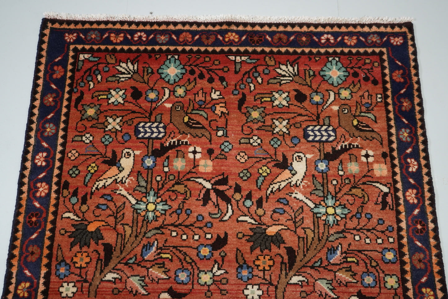 Persian Hamadan Red Wool Geometric Rug | Handmade | 150 x 105 cm