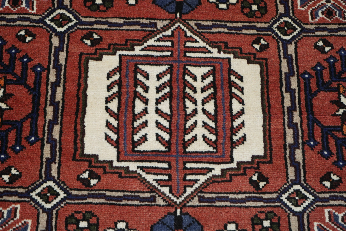 Persian Hamadan Red Wool Geometric Rug | Handmade | 147 x 106 cm