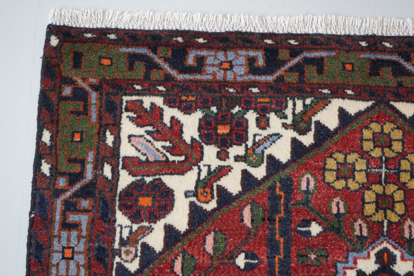 Persian Hamadan Red Wool Geometric Rug | Handmade | 146 x 104 cm