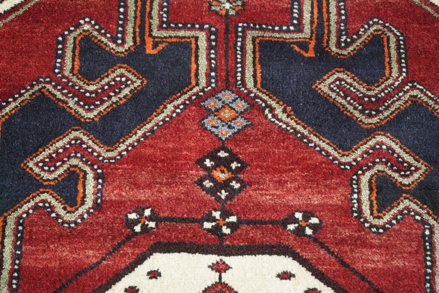 Persian Hamadan Red Wool Geometric Rug | Handmade | 145 x 100 cm