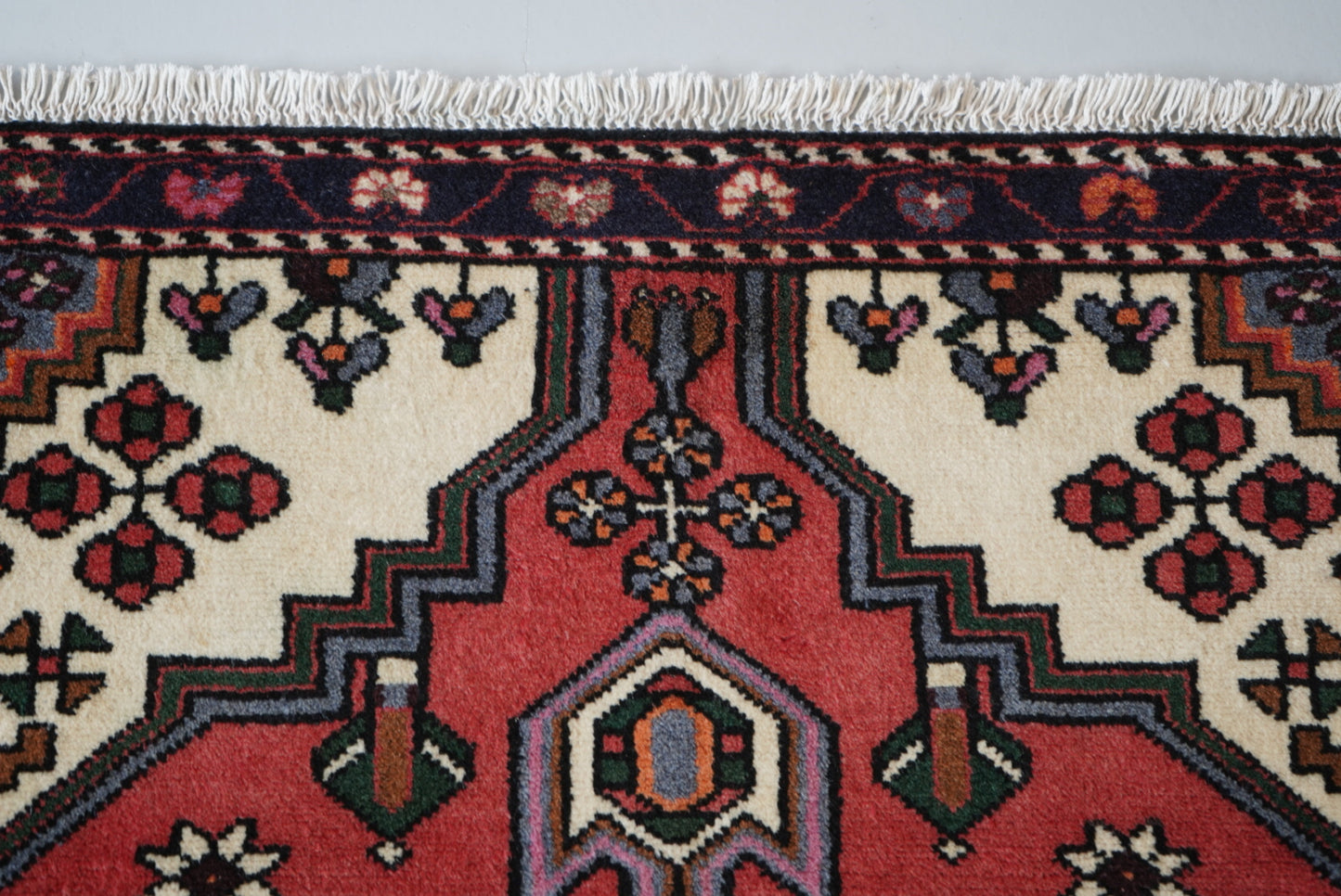Persian Hamadan Red Wool Geometric Rug | Handmade | 152 x 107 cm