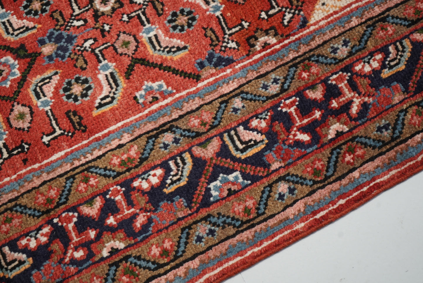 Vintage Persian Mahal Red Wool Floral Medallion Rug | Handmade | 300 x 207 cm