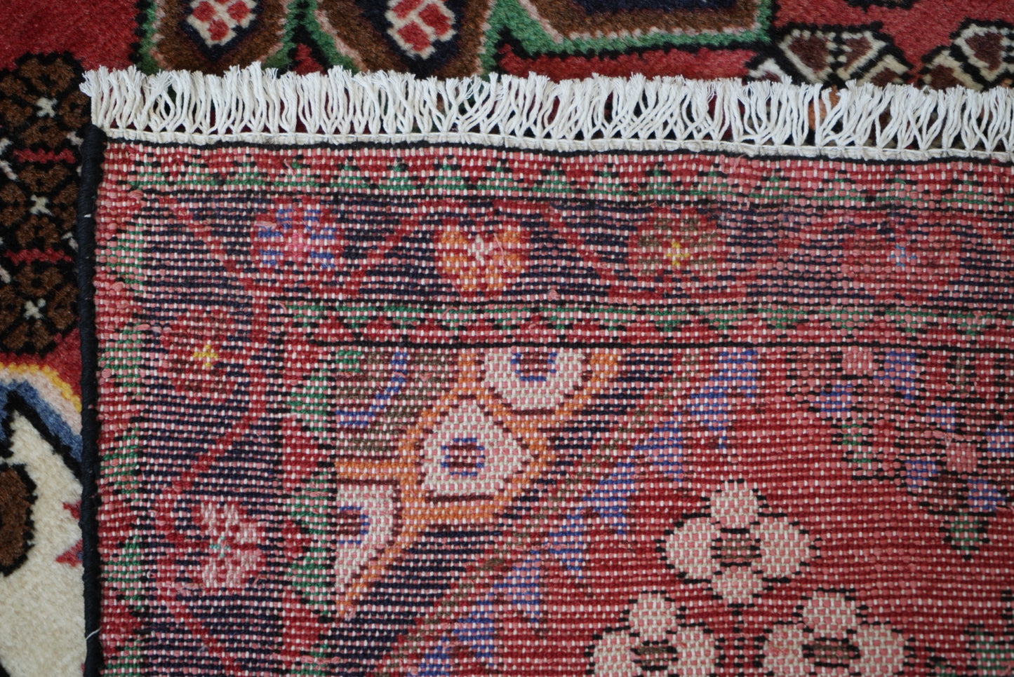 Persian Hamadan Red Wool Geometric Rug | Handmade | 144 x 105 cm