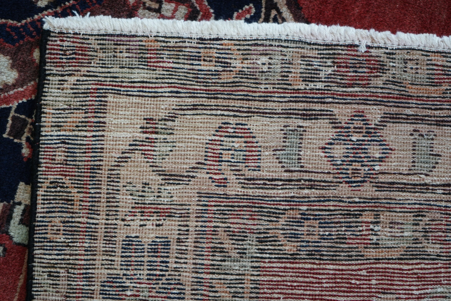 Vintage Persian Sirjan Red Wool Geometric Rug | Handmade | 222 x 162 cm