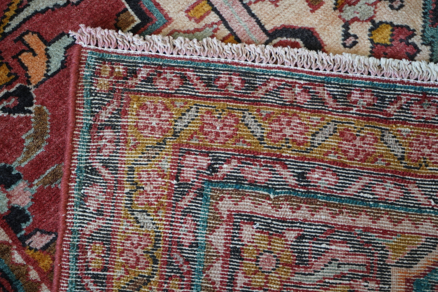 Vintage Persian Lilian Red Wool Geometric Rug | Handmade | 148 x 116 cm